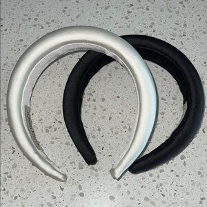 Elena Honch Padded Satin Headband Set - Silver & Black